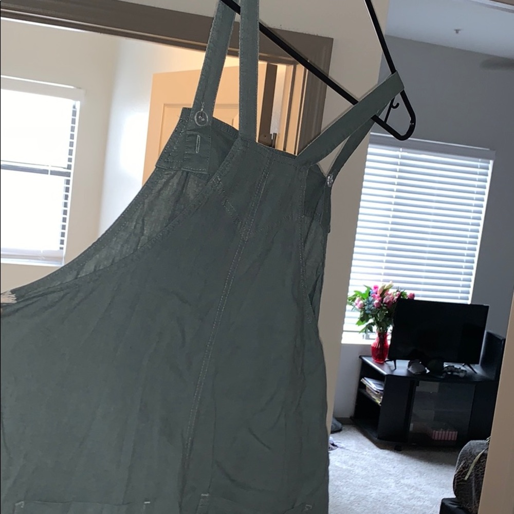 Women's Sleeveless Square Neck Belted Overalls